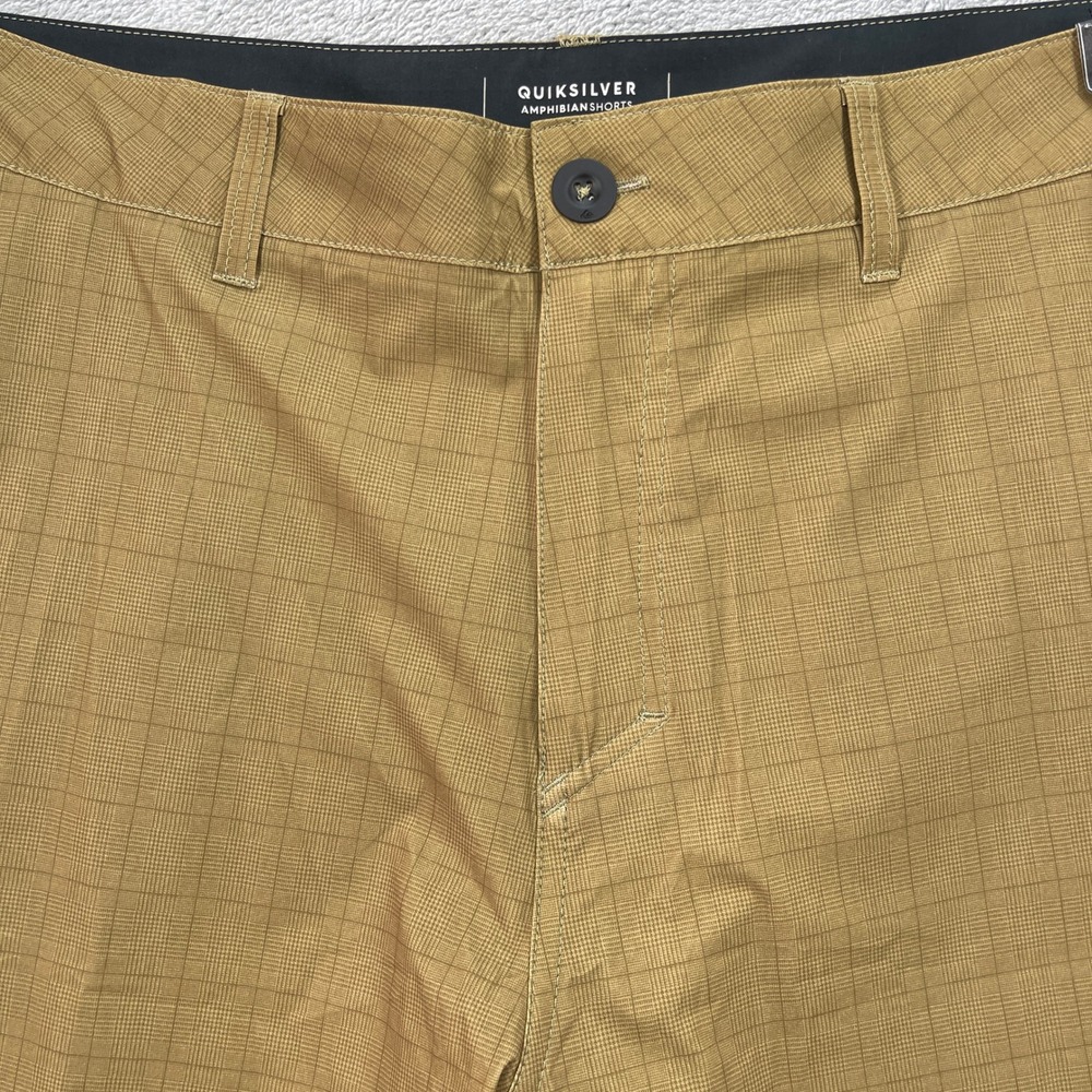 Quiksilver Amphibian Shorts Men 36 Brown Grid Hybrid Boardshorts Stretch - Picture 2 of 11